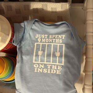 New Never Worn Boys Onesie by Rabbit Skins Baby-Blue Size 6 Months.